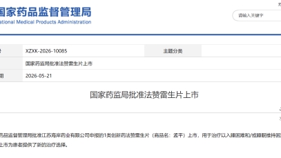 万搏官网_万搏(中国)
创新药孟平®（法赞雷生片）上市获批